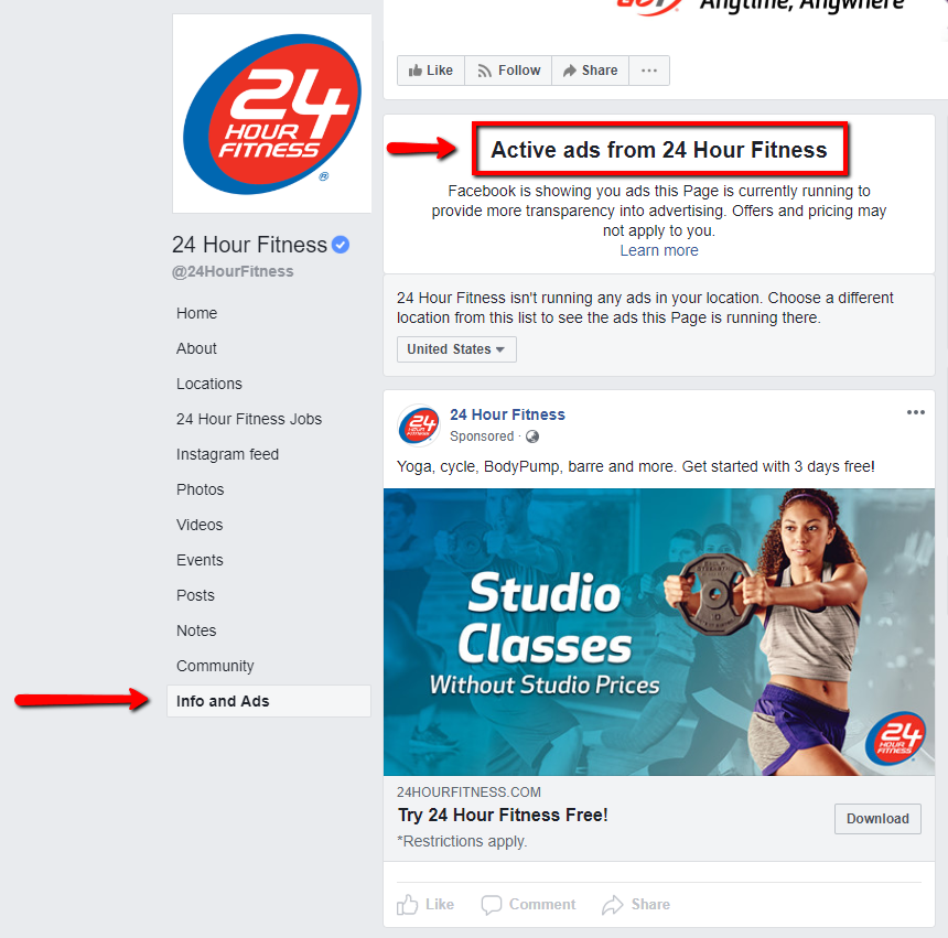 Facebook competitor ads
