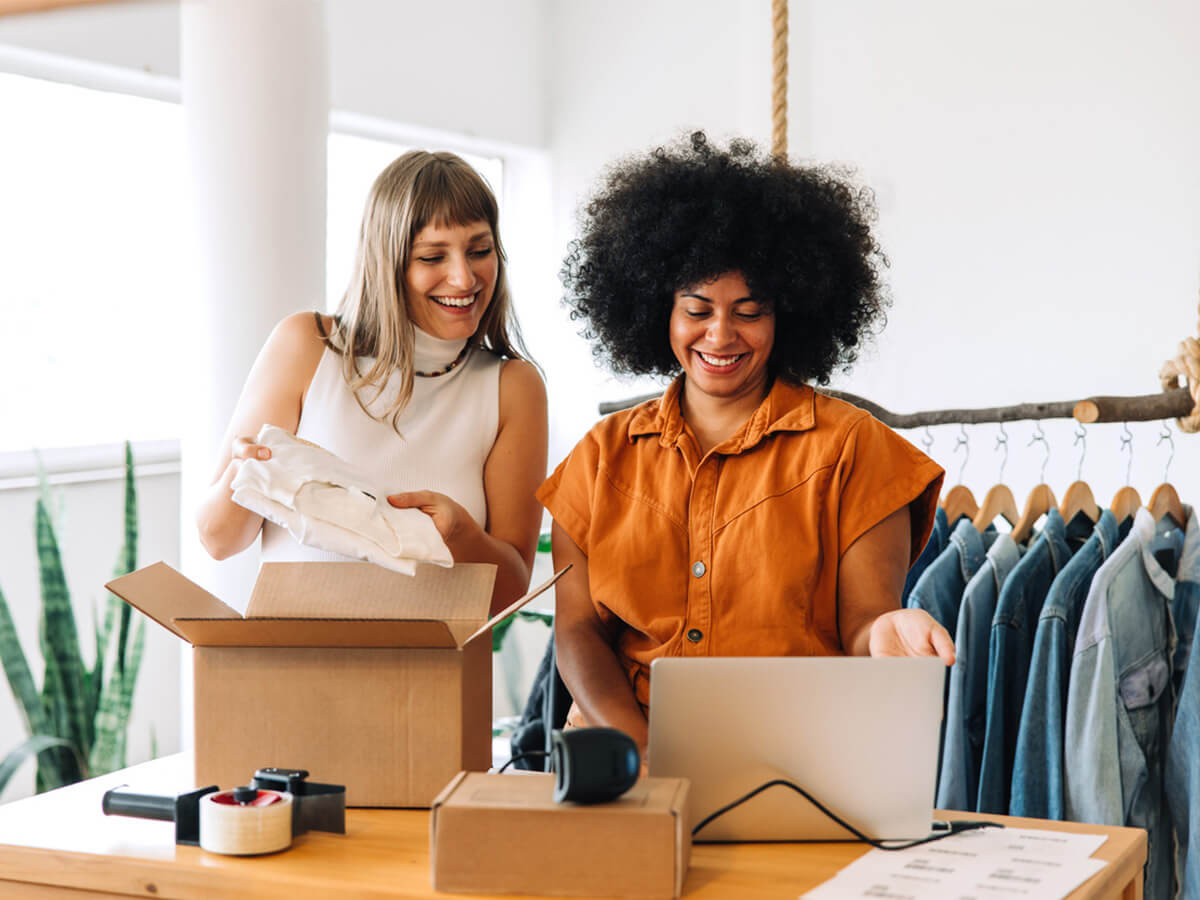 ecommerce business owners processing customer orders