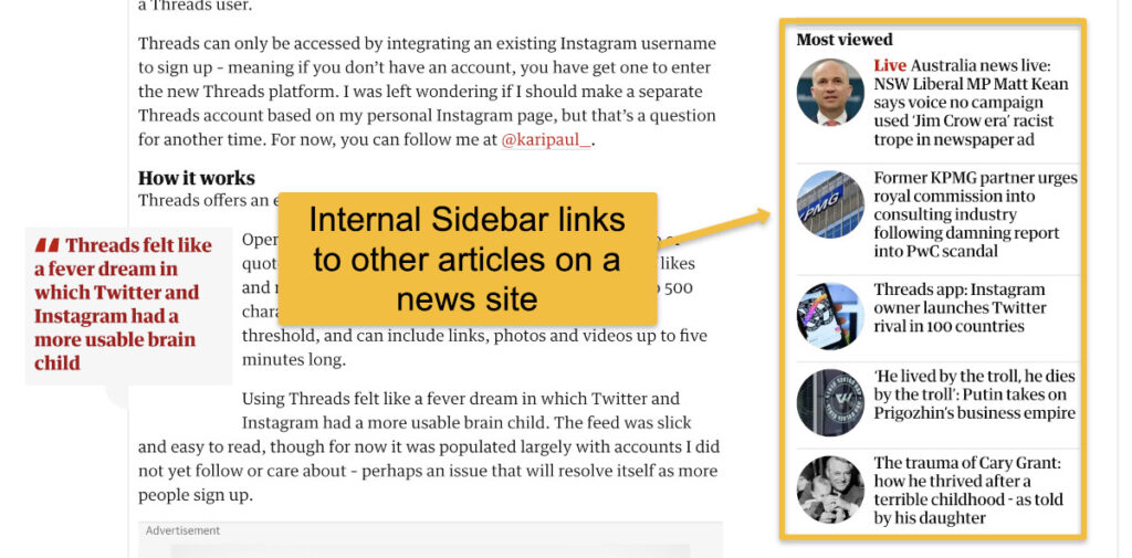 sidebar links example